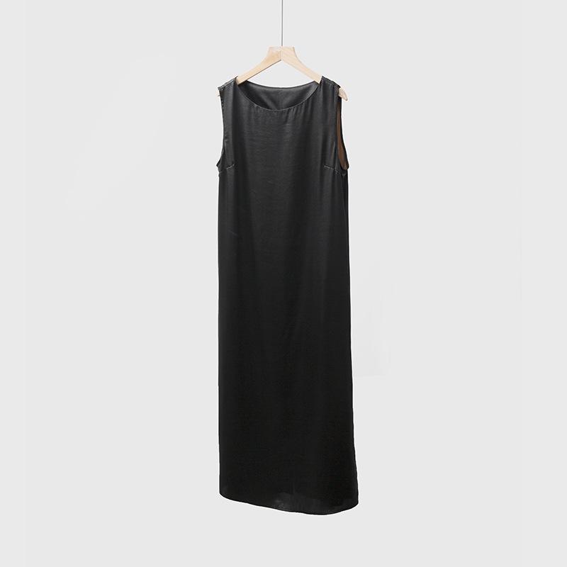 

Women s Silk Xiangyun Yarn Sleeveless Back Slit Dress 2XL