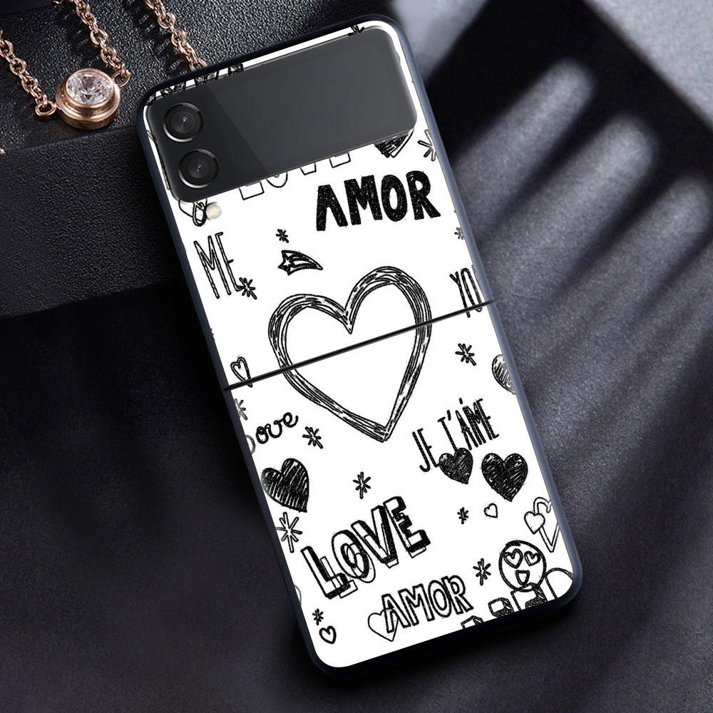 Case For Samsung Galaxy Z Flip 3 4 5G Black Hard PC Phone Housing Z Flip4 Luxury Segmented Cover Cosmic Planet