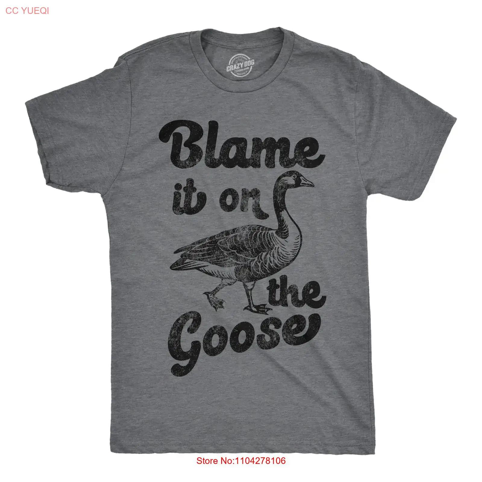 

Mens Funny T Shirt Blame It On The Goose Sarcastic Geese Novelty vintage Washed Slightly streetwear Versatile homme 5XL різнокольоровий
