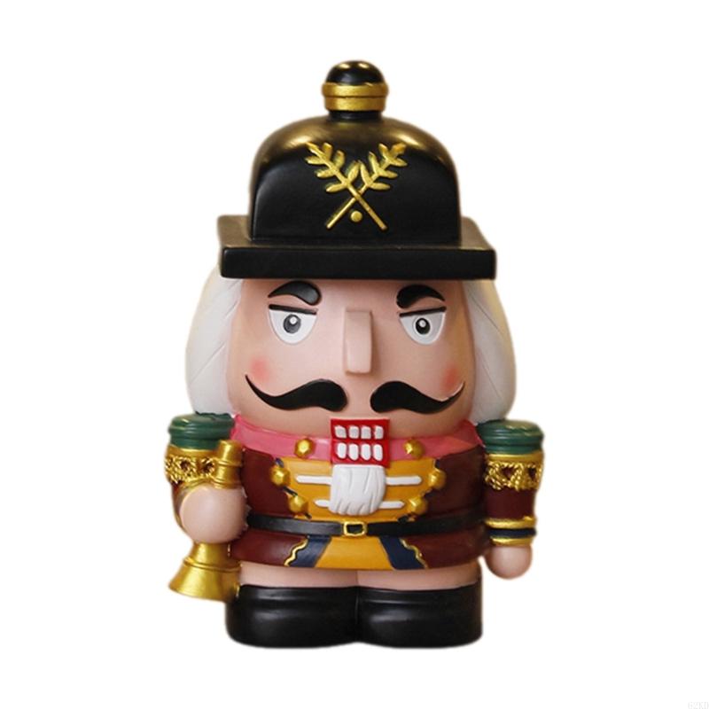 62KD Decorative Nutcrackers Figure Coin Banks Resins Christmas Figurine for Saving and Seasonal Cheer