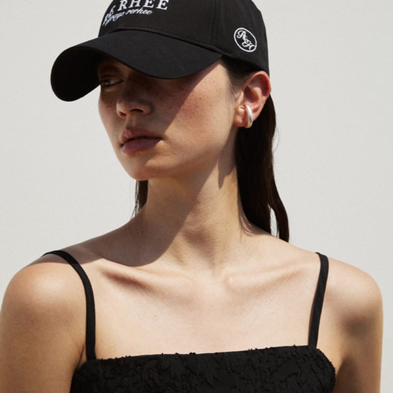 

RE RHEE LOGO EMBROIDERED COTTON BALL cap black black_FREE