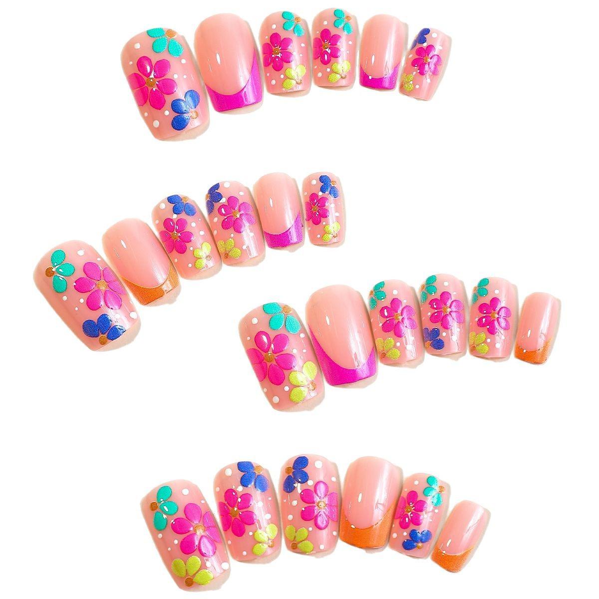 

Европейский и американский конфетный цвет, ручная работа, короткие накладные ногти - стиль хай-энд