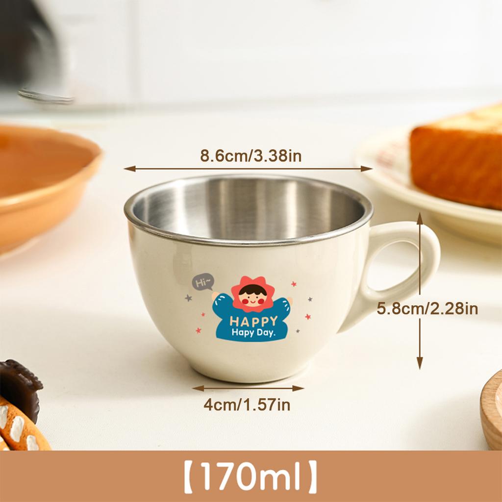 WORTHBUY 170ML Mini Water Cup Tumbler For Kids Students Removable 304 Stainless Steel Double Layer Milk Coffee Mug With Handle