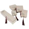 Hanmade Linen Tassel Jewelry Box Rectangular Fabric Necklace Storage Box  Bracelet