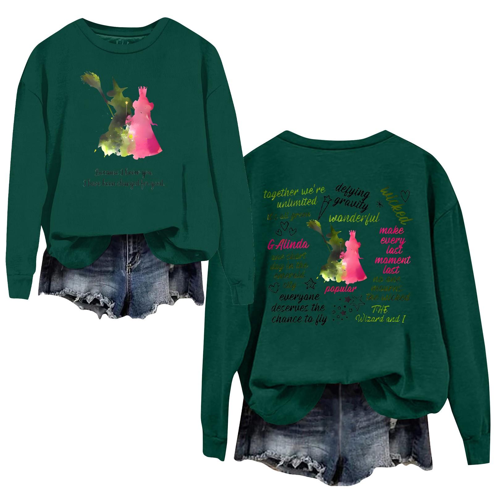 

Женская повседневная свободная толстовка с круглым вырезом и длинными рукавами M зелёный