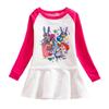2026 Korean Style Girls' Cartoon Long Sleeve Mesh Princess Dress for Spring and Autumn