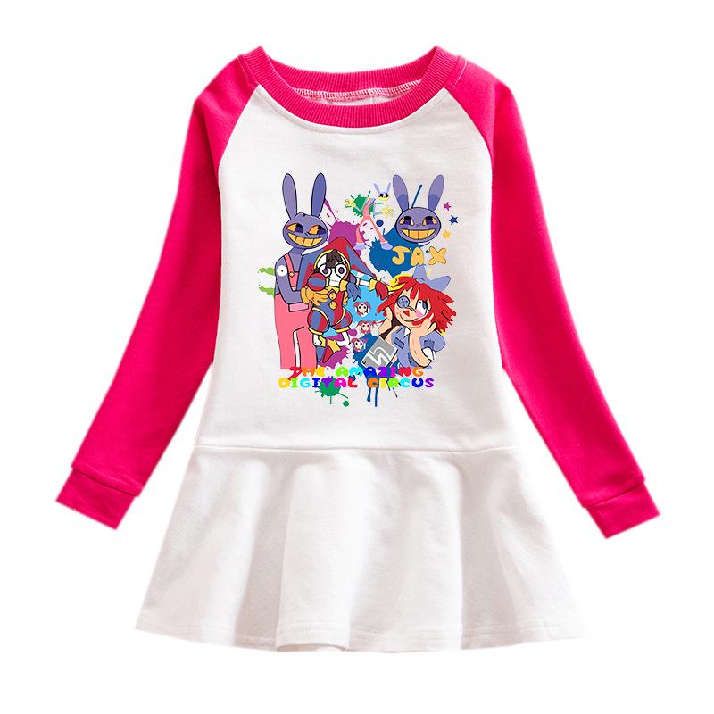 2026 Korean Style Girls' Cartoon Long Sleeve Mesh Princess Dress for Spring and Autumn