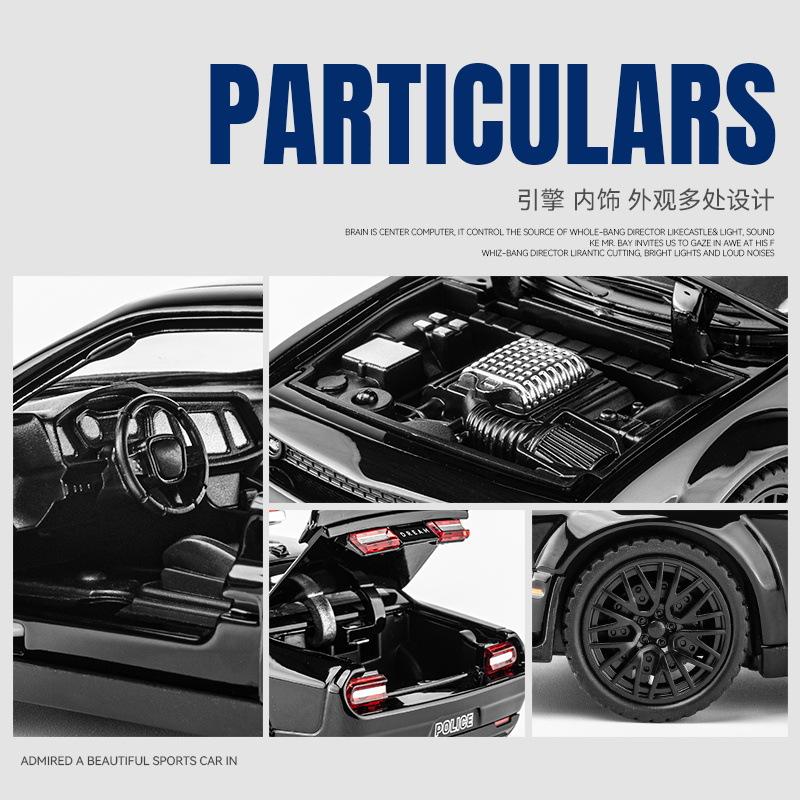1:22 Dodge Challenger SRT Hellcat American Police Vehicle Enthusiasts Alloy Metal Diecast Model Car Sound Light Gift For Friend