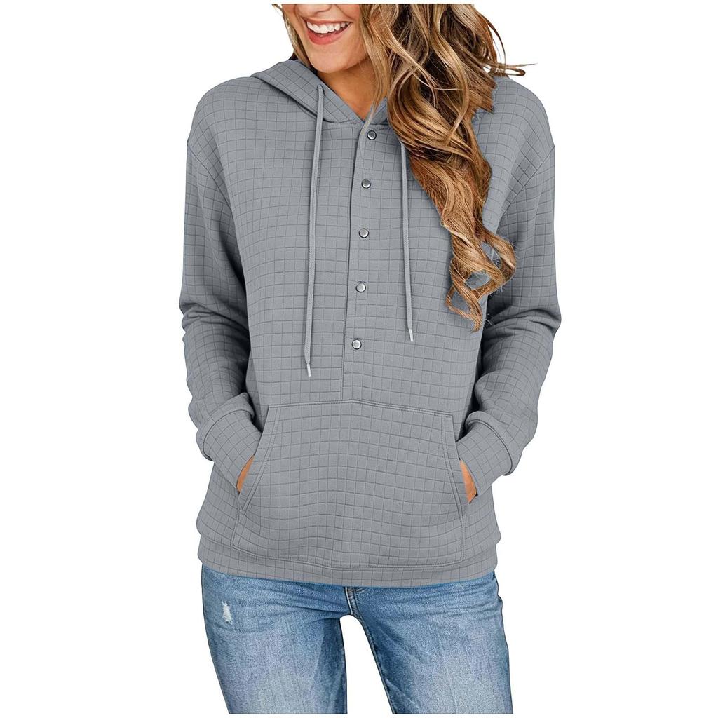 Women's Half-Zip Hoodie with Drawstring Long Sleeve Neck Pullover