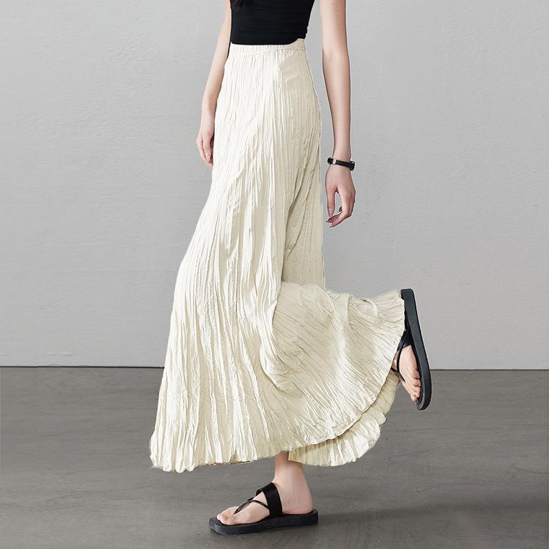 

Женская летняя юбка миди А-силуэта в складку в студенческом стиле 2025 Large абрикосовый