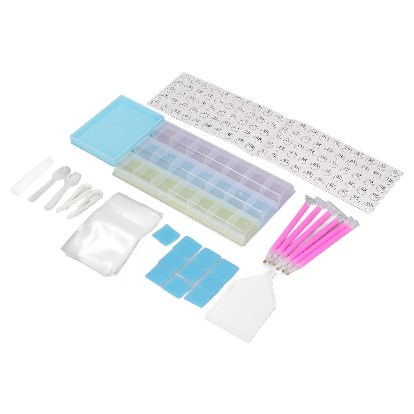 

Rhinestone Painting Tool Set with Storage Box Point Drill Pen Spot Drilling Mud Storage Box Rhinestone Painting Kit