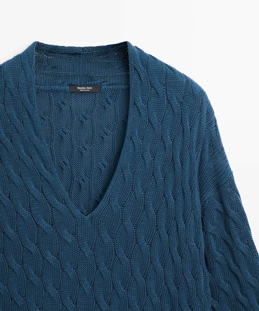 Masimodutti Note Detail Cotton Blend Knit Sweater