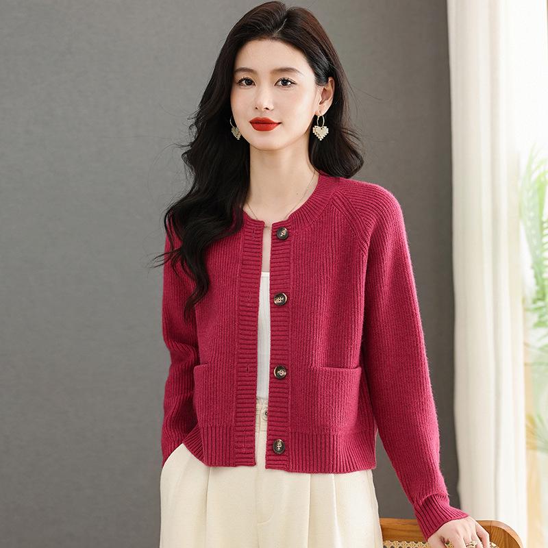 Damen Petit Rundhals Strick-Cardigan & Passendes Rock-Set - Einfarbig, Herbst/Winter Kollektion