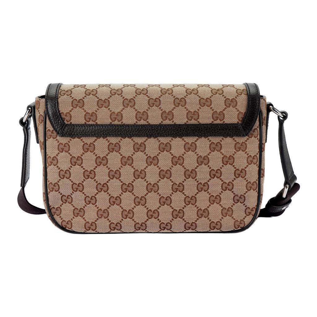 Gucci Vintage Logo Leather Canvas Messenger Bag Men Bags Ebony Dark-Brown 449172-KY9KN-9886