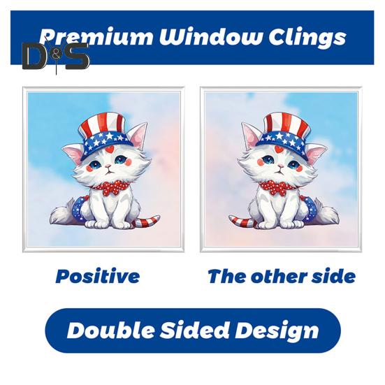 6Pcs Independence Day Static Stickers Easy To Apply Reusable Window Decals July 4th Indoor Outdoor Patriotic Decoration