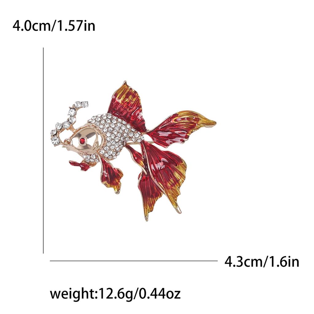 Rhinestone Goldfish Brooches for Women Enamel Aquatic Animal Pins Event Party New Gifts Backpack Decoration Clothes Accessories