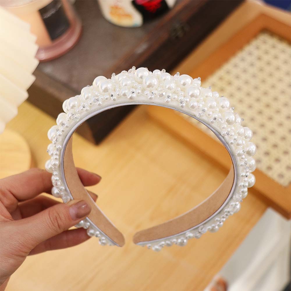 Baroque Pearl Headbands Wide Side Women Hairbands Fashion Bridal Hair Hoop Party