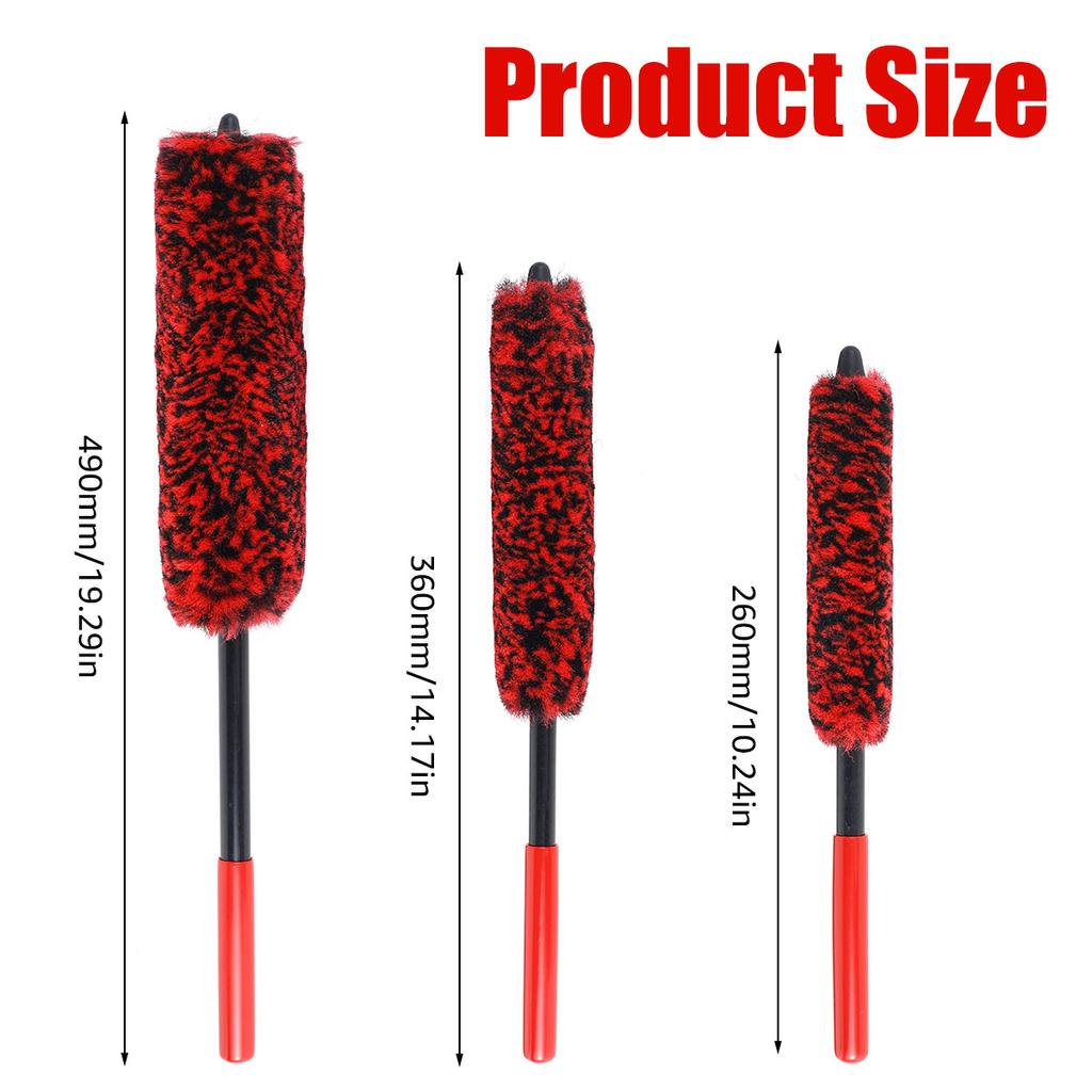 3Pcs Wheel Cleaning Brush Car Wheel Detailing Brush Cleaning Tools for Car Rim Tire Washing Micro Fiber Wheel Wand Auto Care