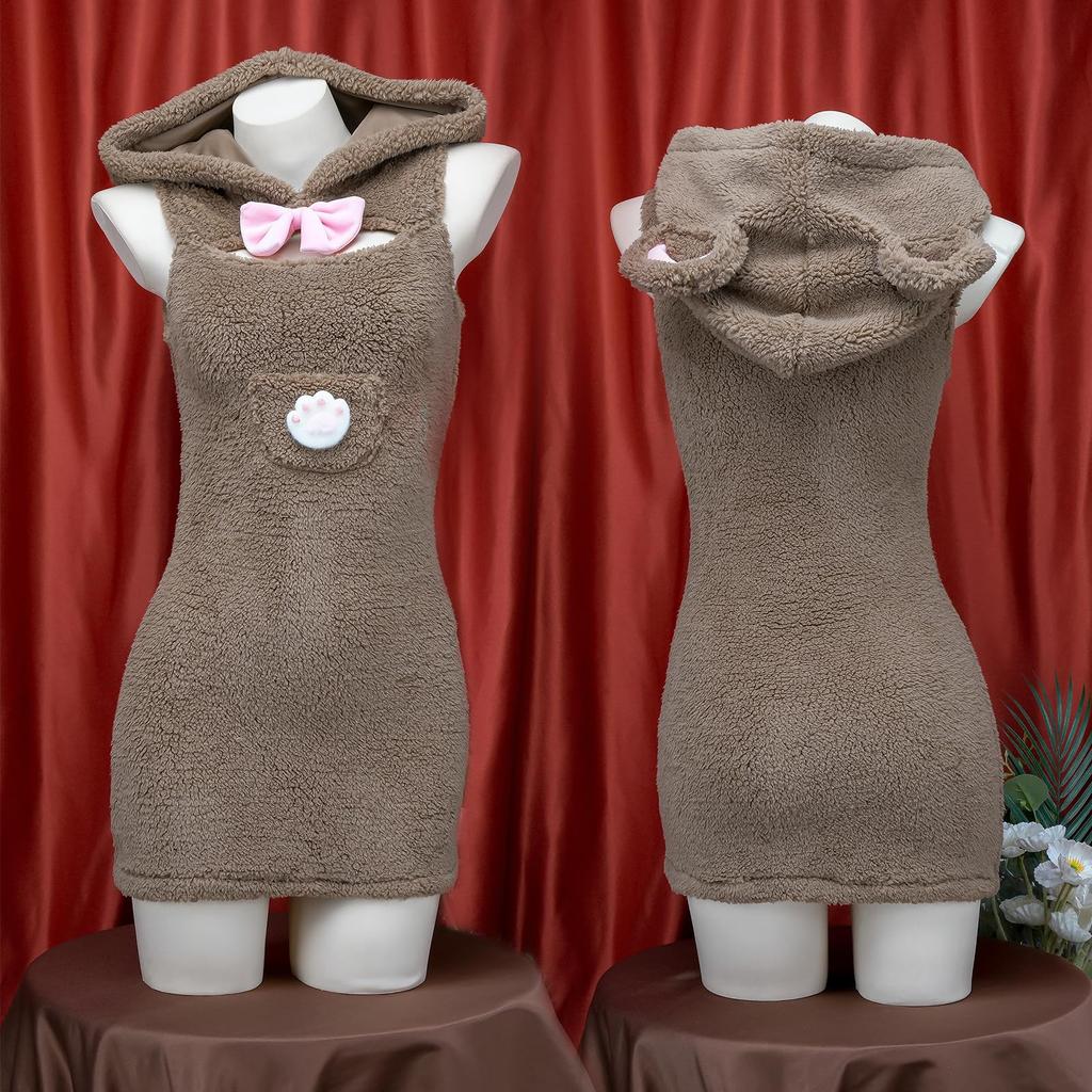 Sexy Cosplay Bear Erotic Training Temptation Extreme Moe Bear Ears Babydoll Lingerie Underwear Disguise Cute Animal Costume Disguise One Size Dress