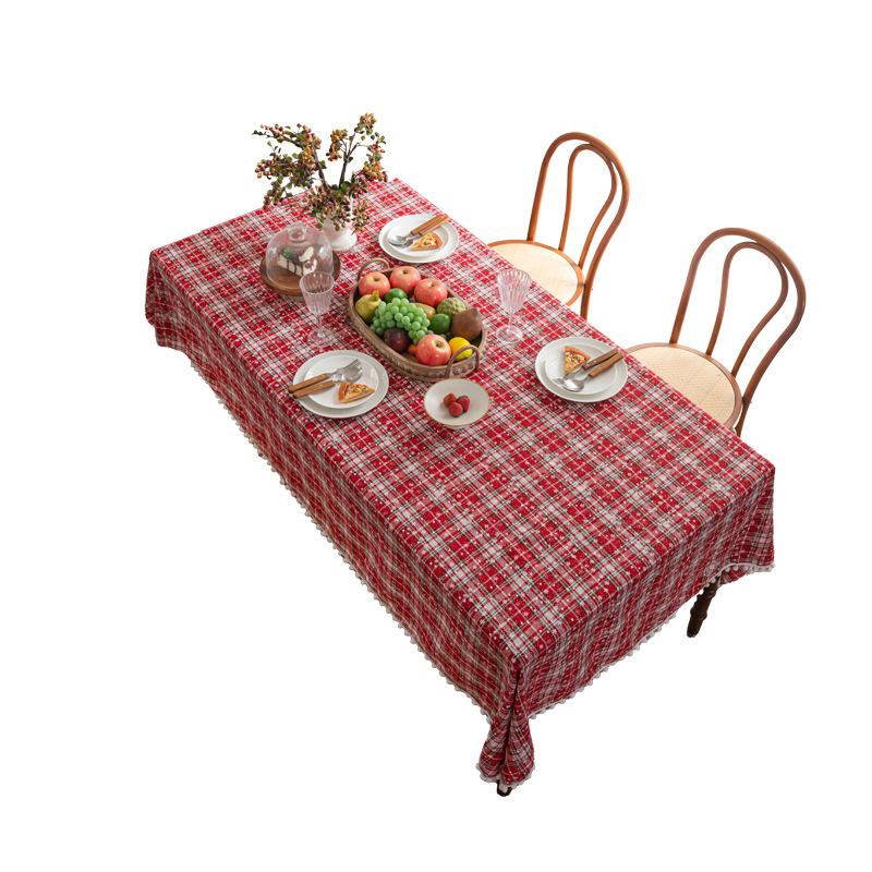 Christmas Print Linen Tablecloth Rectangular Dining Table Cover Holiday Decor Tea Table Cloth