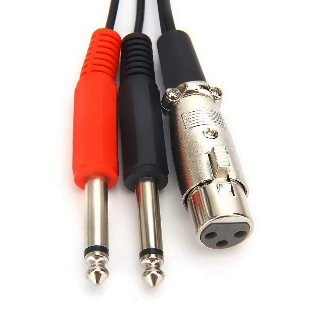XLR Female To 6.35mm Mono Male Audio Y Splitter Cable, 1 XLR Female To 2 Dual 6.35mm Male 30cm (1.5m3m) Stereo Mic Audio Converter Adapter Cable