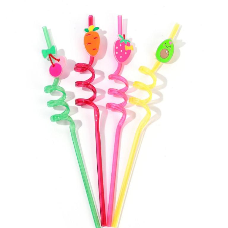 

Креативні спіральні мультяшні соломинки для дітей - Персоналізований аксесуар для напоїв для вечірки