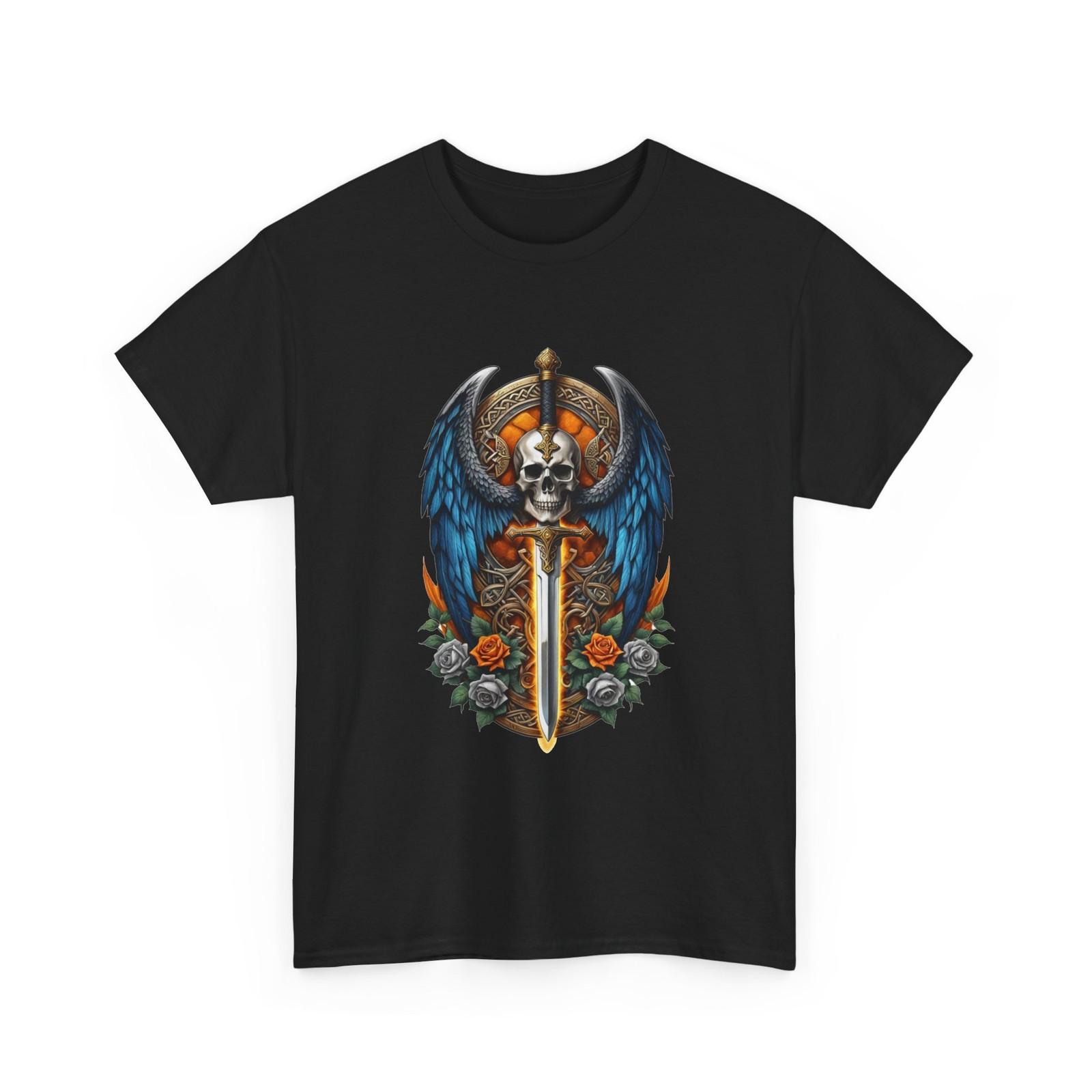 Skull with Sword and Wings T-Shirt Gothic Skull Sword Tee S разноцветный