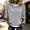 Women's Color V-Neck Hooded Casual Top for Everyday Wear