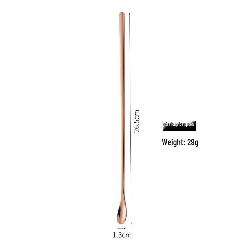 High-Value Golden 304 Stainless Steel Long Handle Mixing Spoon: Ideal for Cocktails, Coffee, Honey, and Ice.