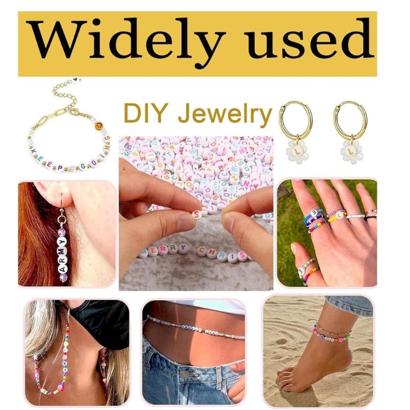 Pack of 1850 Letter Beads for Craft Supplies Jewelry Making Colorful Round Designs With Elastic String Daily Use