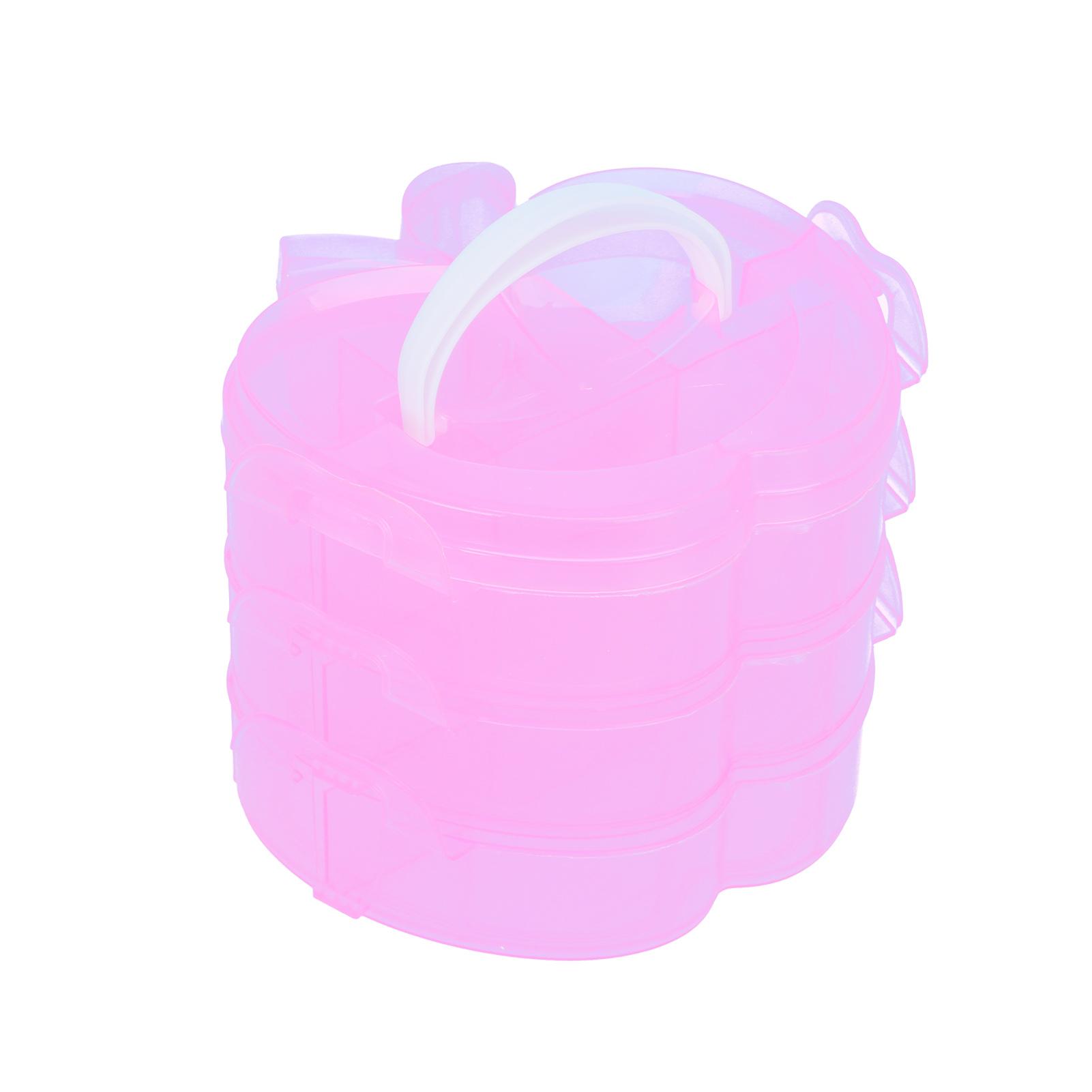 3‑Tier Demountable Plastic Storage Box Apple Shaped Portable Tools Toys ContainerPink