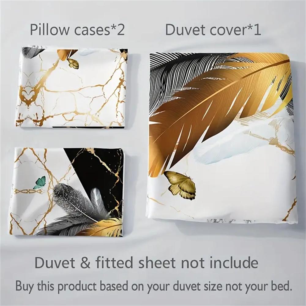 Luxuriöses Bettbezug-Set mit Marmor-Federdruck - Weiche, atmungsaktive und bequeme Bettwäsche für alle Jahreszeiten