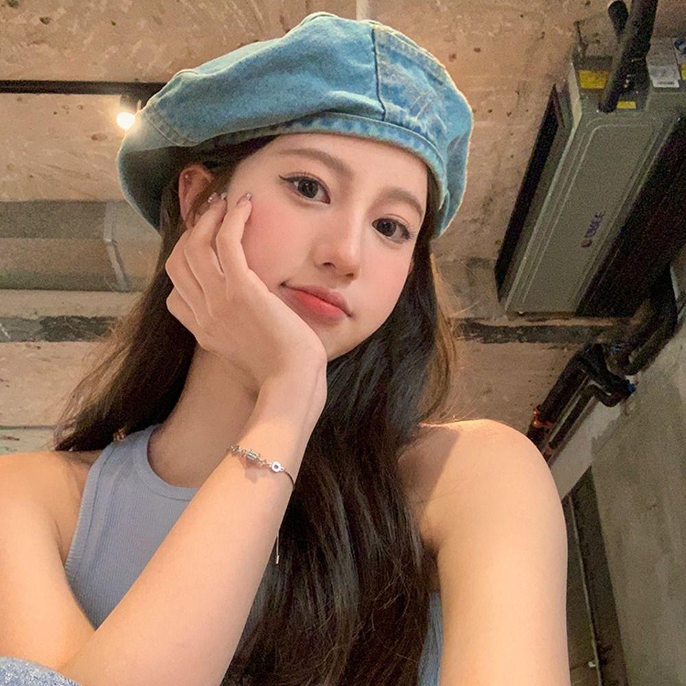 Newsboy Cap Denim Beret Korean Style Octagonal Hat Fashion Painter Hat  Girl
