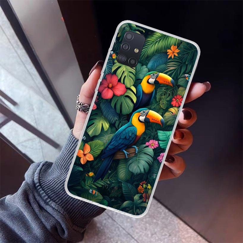 Tropical Toucan Phone Case For Samsung Galaxy A52 A51 A50S A32 A22 A12 A02S A72 A71 A31 A70 A30S Note 20 Ultra 10 Plus S10 Galax