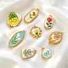 5/8Pcs Vintage Flower Enamel Charm Pendant Stainless Steel Drop Oil Floral Beads For Diy Necklace Bracelet Jewelry Making