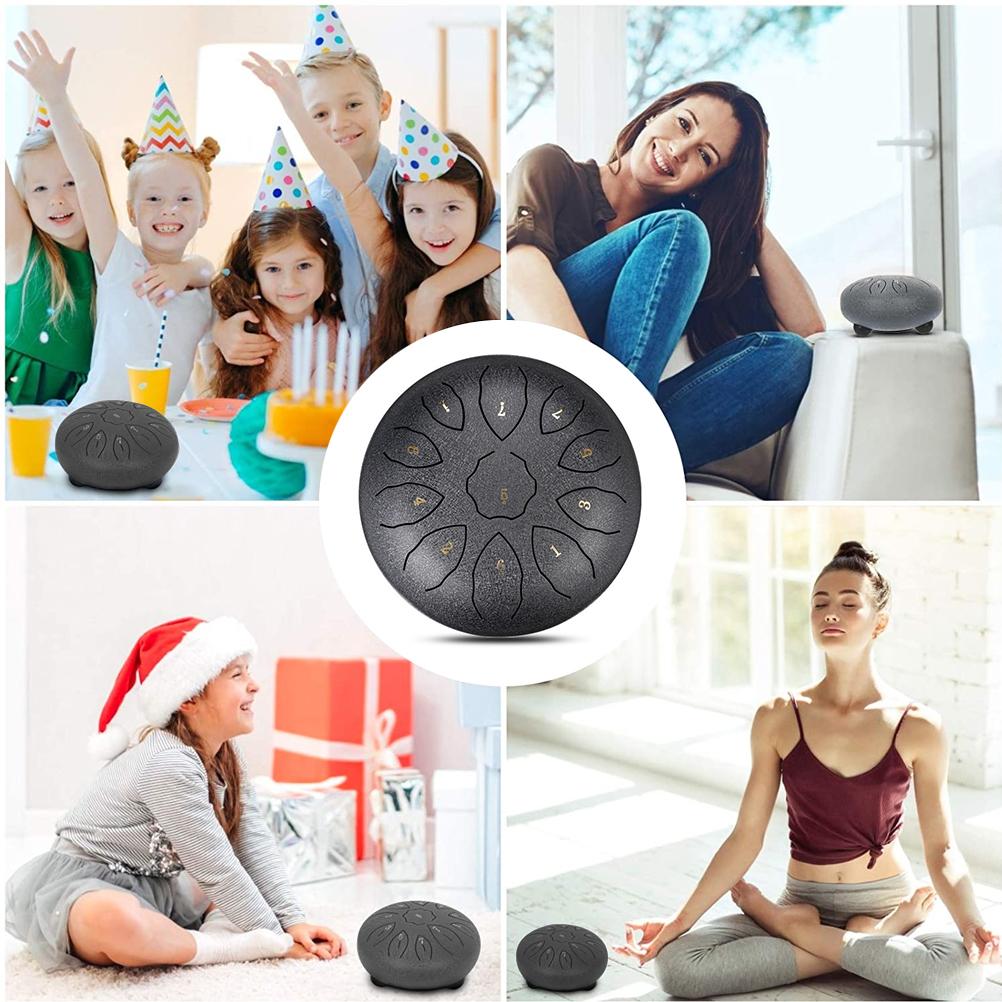 Hanpan Drum 8 Inch 11 Notes Tongue Drum Steel Tongue Drum Percussion Instrument with Bag Music Book