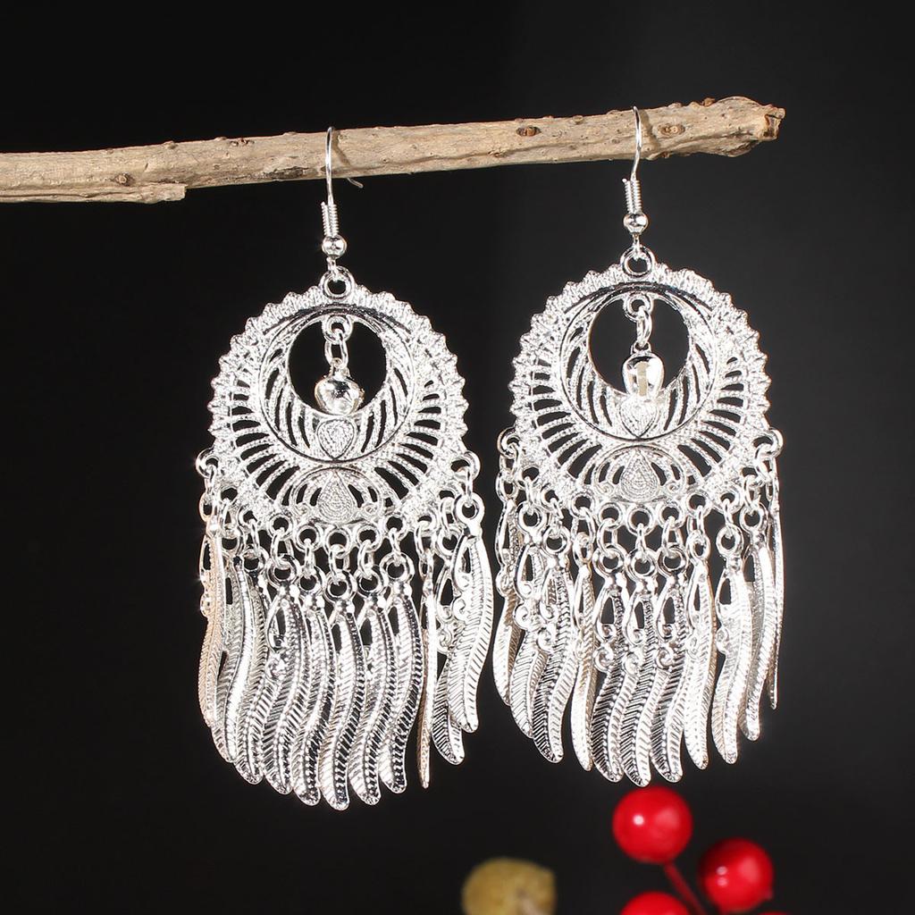 Turquoise Earrings Bohemian Drop Ear Earrings with Tassels, Geometric Alloy, Retro Style, Boastful Ear Accessories