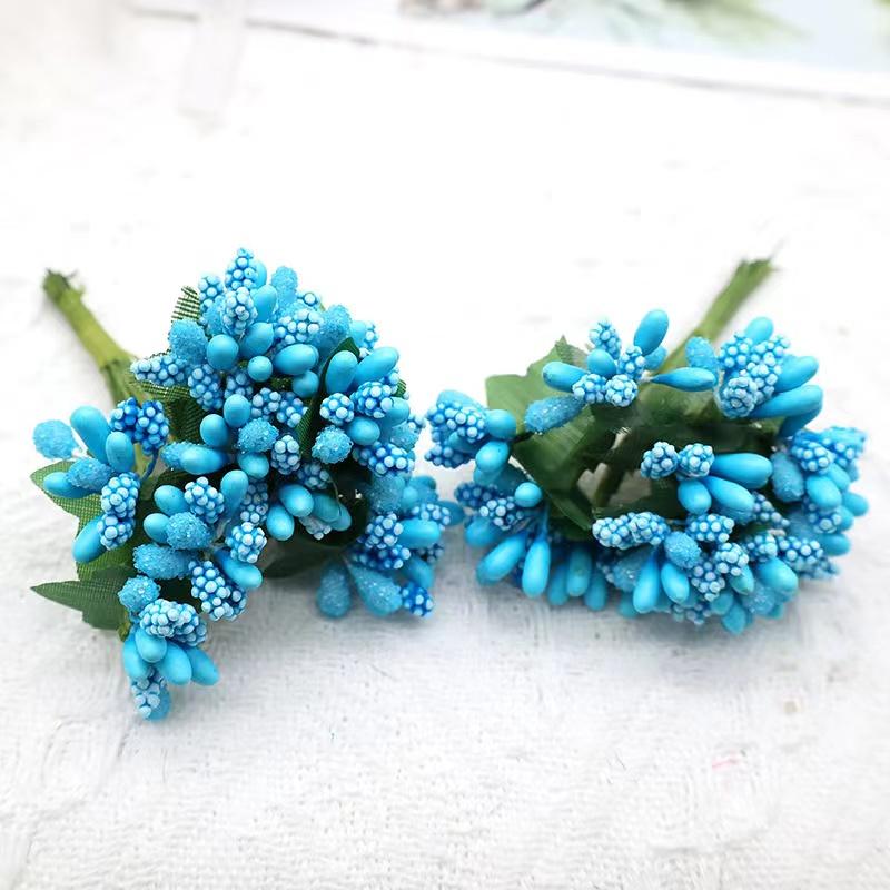 12 STK/Parti Kunstig Blomst Små Bær Pollenbærer Stilk av Ståltråd/Bryllupsblader DIY Krans Roser Kunstig Blomst
