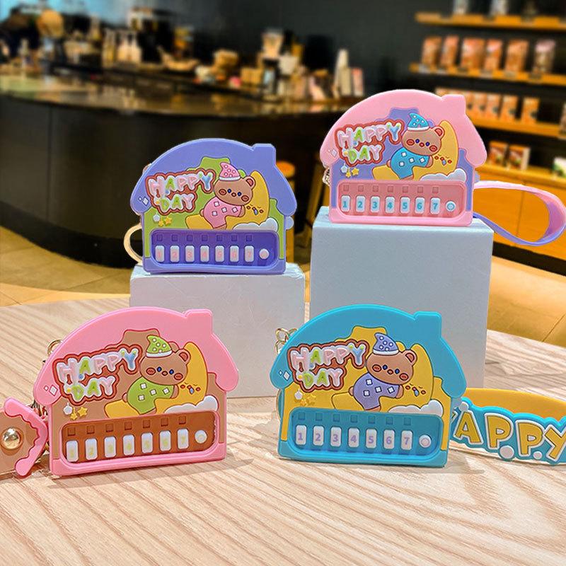 Cartoon Music Bear Electronic Organ Keychain Pendant Cute Children'S Schoolbag Small Pendant Creative Small Gift
