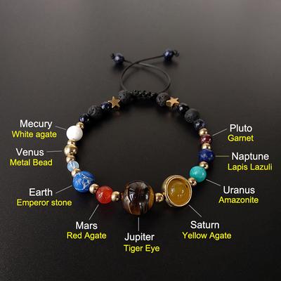 Bracciale a Catena con Perline di Pietra del Sistema Solare Planetario Otto Gioielli Regali