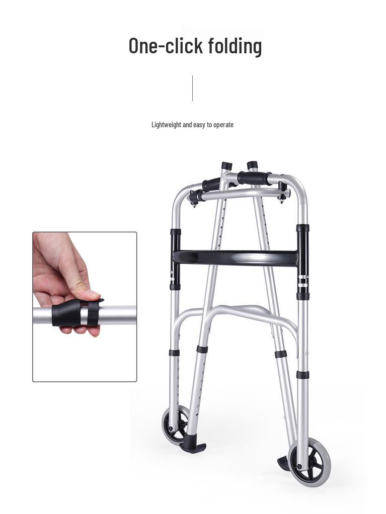 Elderly Walker with Wheeled Trolley and Handrail for Assisted Walking and Lower Limb Training