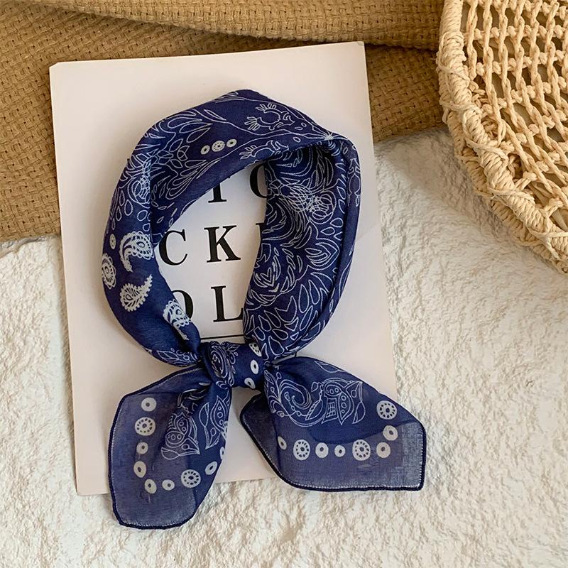 Neck small square scarf flower literary retro scarf headband headscarf silk scarf high sense fashion versatile scarf shawl