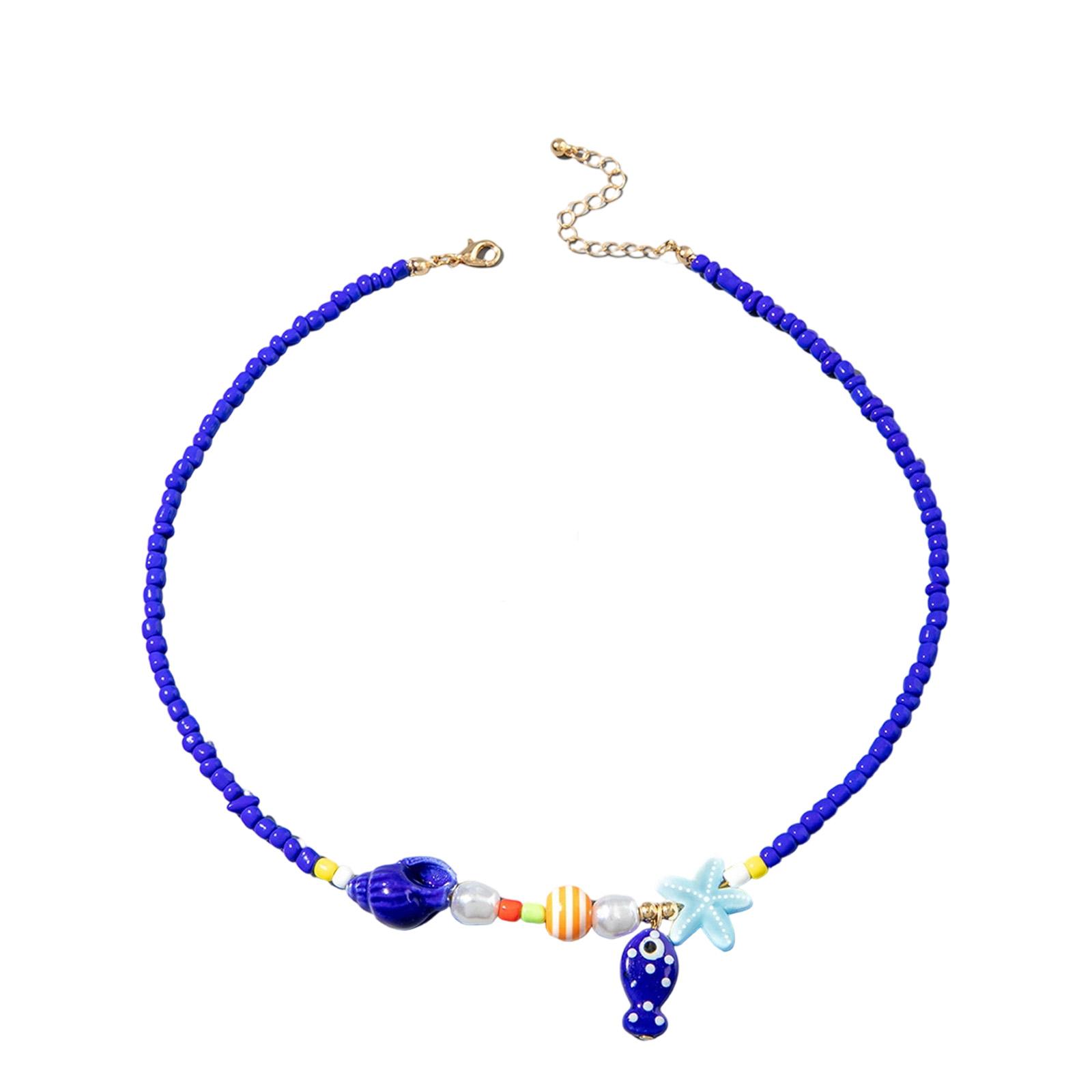 

Богемское ожерелье с подвеской в виде морской звезды, жемчугом и бусинами, регулируемой длины, портативные украшения для пляжного отдыха и вечеринок разноцветный