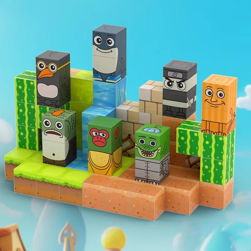 Tung Tung Sahur Figures Magnetic Block Tralalero Tralala Brainrot Build DIY STEM Sensory Toys for Toddler Birthday Gift