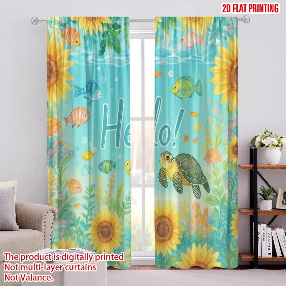 

2pcs,2D plane printing Popular Curtain Panels SunnyAquaticGreetings Durable Polyester (without rod) All Seasons for Living Room, 52.50 × 116.00 cm 2 pcs