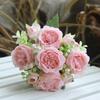 32cm Peony Bouquet 5 Heads Silk Flower New Fake Rose  Vase Decor
