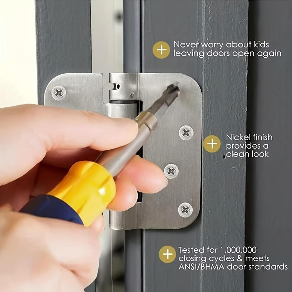 New Automatic Door Hinges with Screws, Multifunctional  Adjustable Spring Positioning,Residential Hinges for Doors Controls