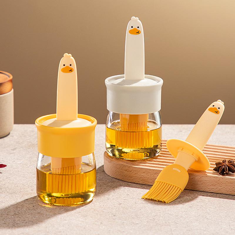 High-Temperature Resistant Glass Oil Bottle with Silicone Brush: Kitchen and Barbecue Tool