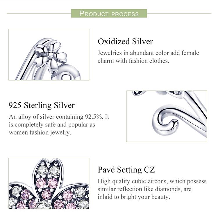 BAMOER Fine S925 Sterling Silver DIY Charm Pave CZ