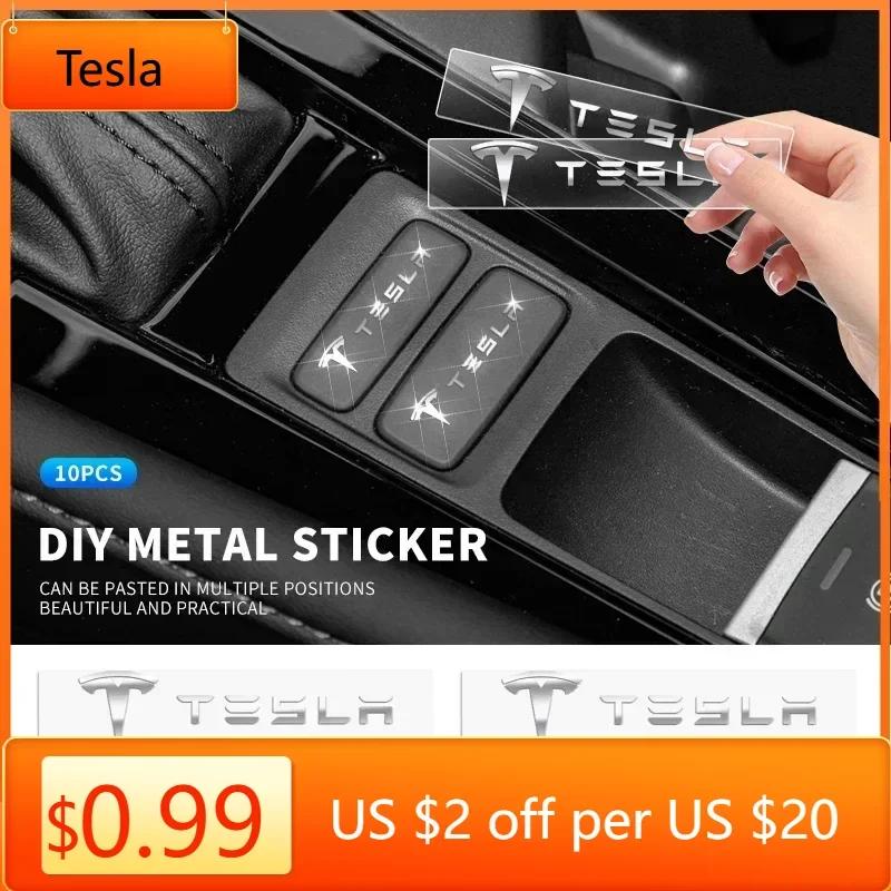 Car Sticker Tesla 10pcs Car 3D Metal Sticker Steering Wheel Interior Sticker For Tesla Model 3 Model S Model Y Roadster SpaceX A